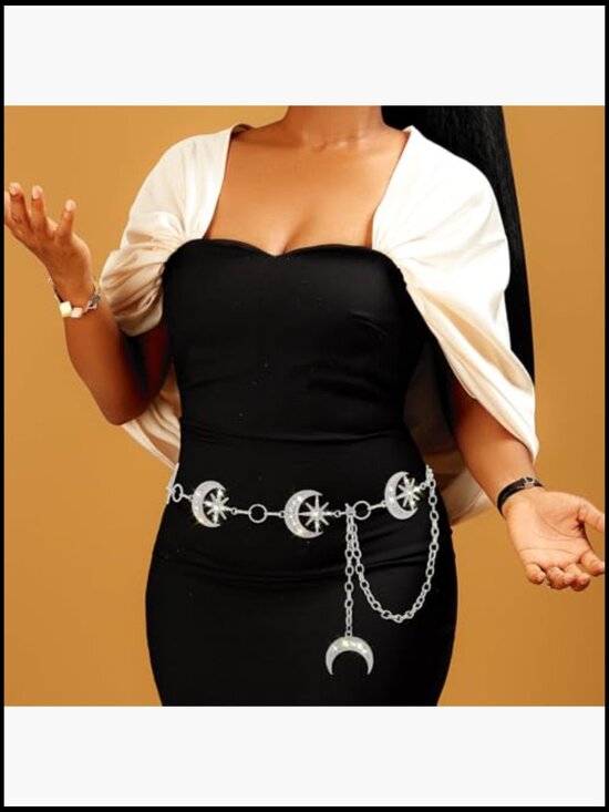 Rhinestone Moon Star Waist Chain Adjustable Belt Body Jewelry main image 5